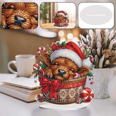 2D Flat Print Christmas Yak DIY 5D DIY Diamond Art Tabletop Decorations Diamond Painting Desktop Decorations for Adults Beginner