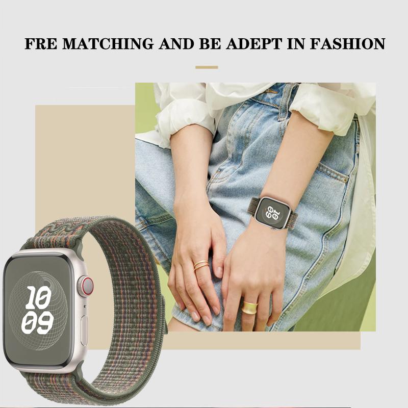 Sports Nylon Strap For Apple Watch Ultra 2 1 49mm Series 9 41mm 45mm Band Loop For iWatch 8 7 6 5 4 3 se 40mm 44mm 42mm Bracelet