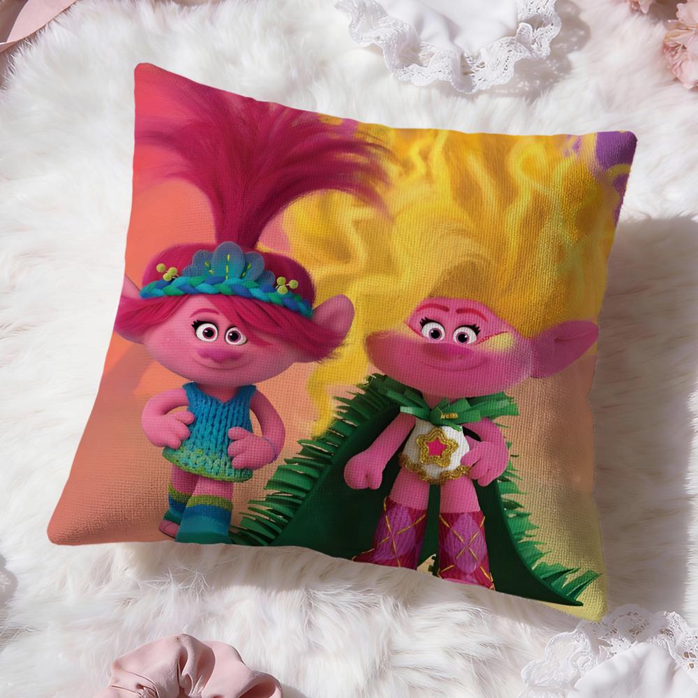 Trolls cute Cushion Cover Premium Comfort Reversible Pillow Cove -Two in One Design for Any Room & Car Interior