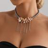 Artistic Shell And Fringe Layering Chokers Necklace With Glass Beads For Women Elegant Jewelry Gift