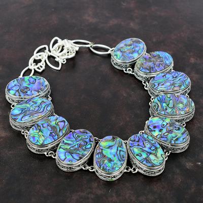Abalone Shell Necklace 925 Sterling Silver Necklace Adjustable Chain Necklace Beautiful Gemstone Jewelry Handmade Vintage Necklace For Gifts
