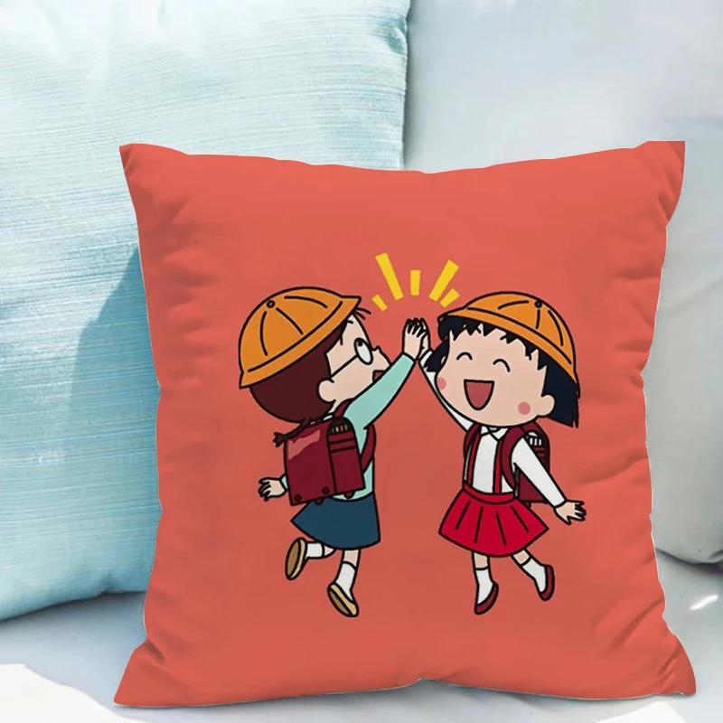 Chibi Maruko-chan Pillowcase Cushion Cover x Ornamental Pillows for Living Room Fall Decor Pillow Hugs Lounge Chairs Covers