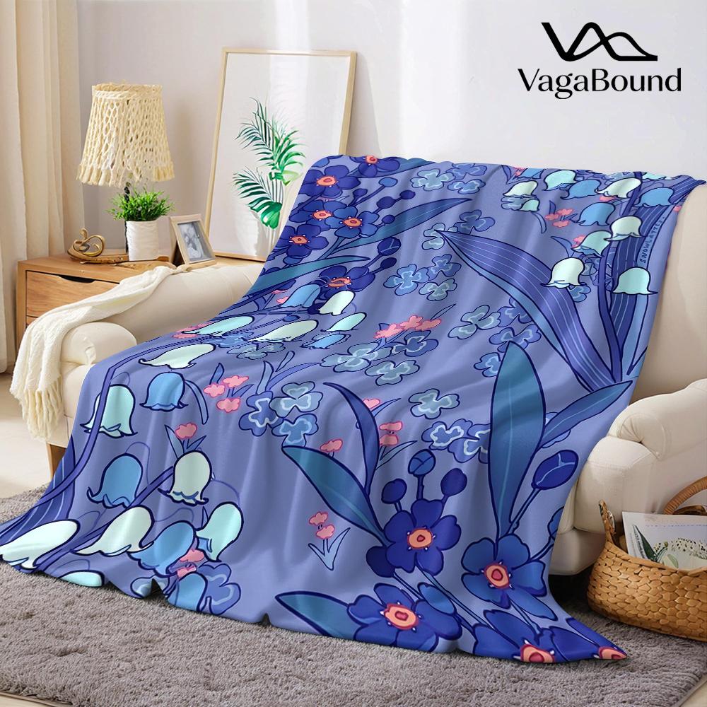 Lilac Flower Breeze Flannel Blanket Warm Soft Halloween Christmas Couch Warm Cozy Decorative Decor Gift for All Season 75X95CM