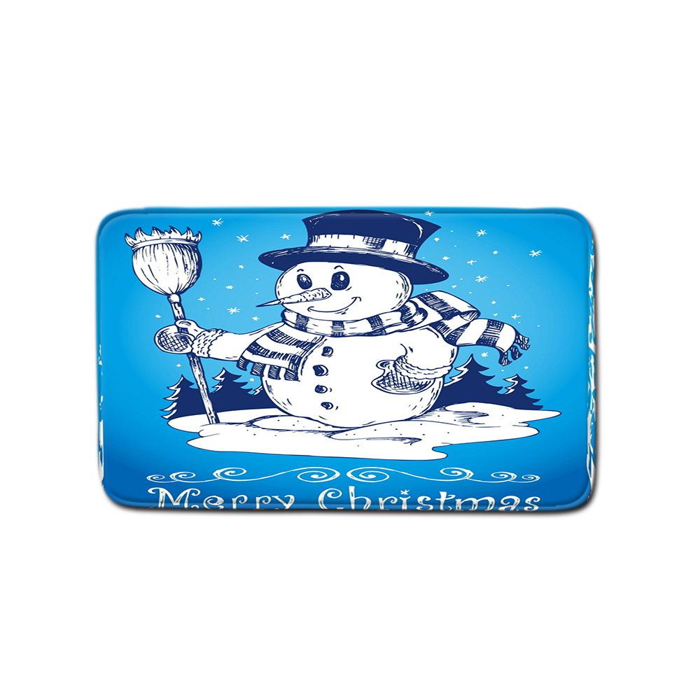 Christmas Home Shower Curtain Waterproof Polyester Cloth Toilet Floor Mat Four-Piece Set Entrance Door Mat Bedroom Living Room Carpet