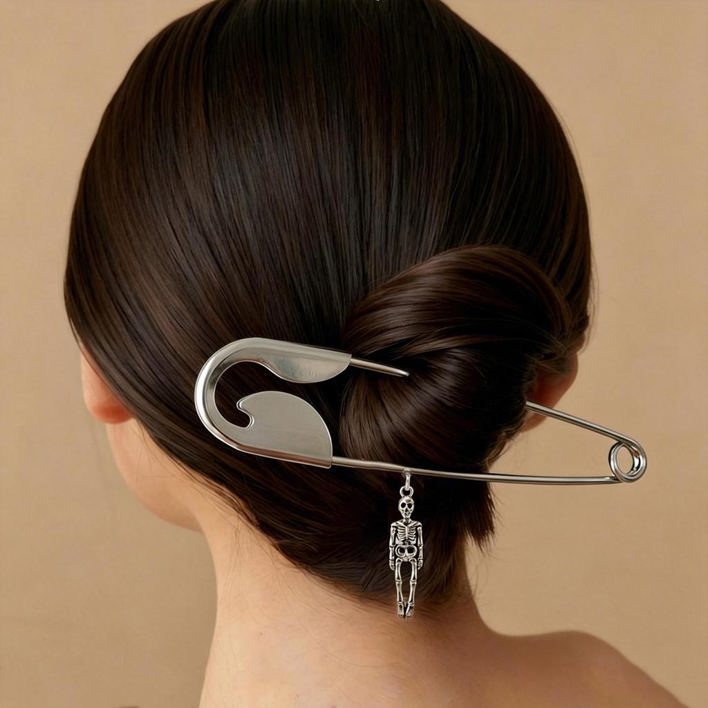 Stylish Large Silver Hair Brooch: Creative Metal Claw Clip for Thick Hair