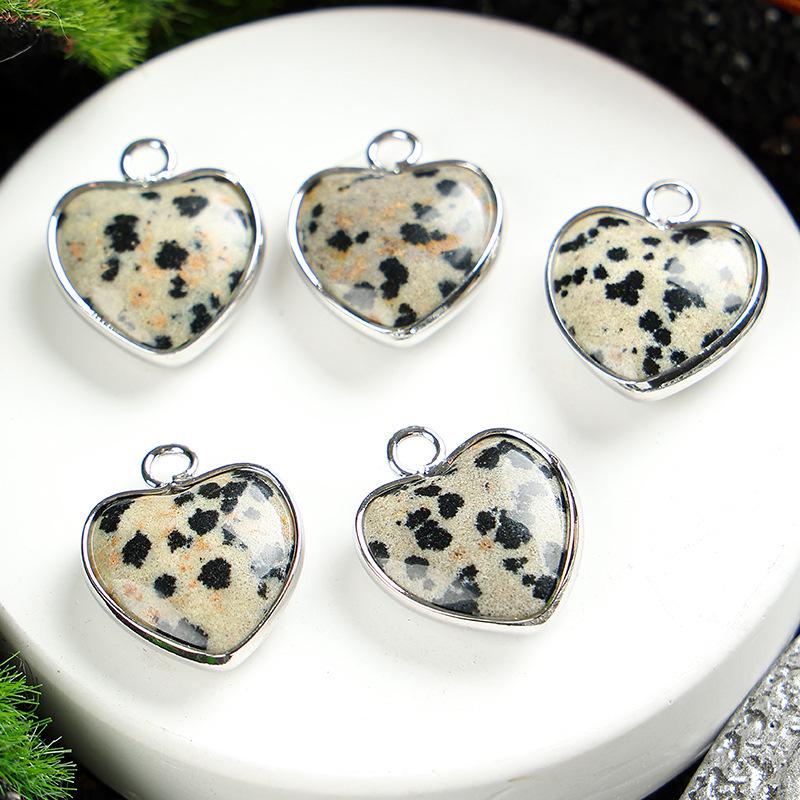 Heart-Shaped 15x19mm Natural Amethyst Agate Jade Bezel Pendant for DIY Jewelry Making