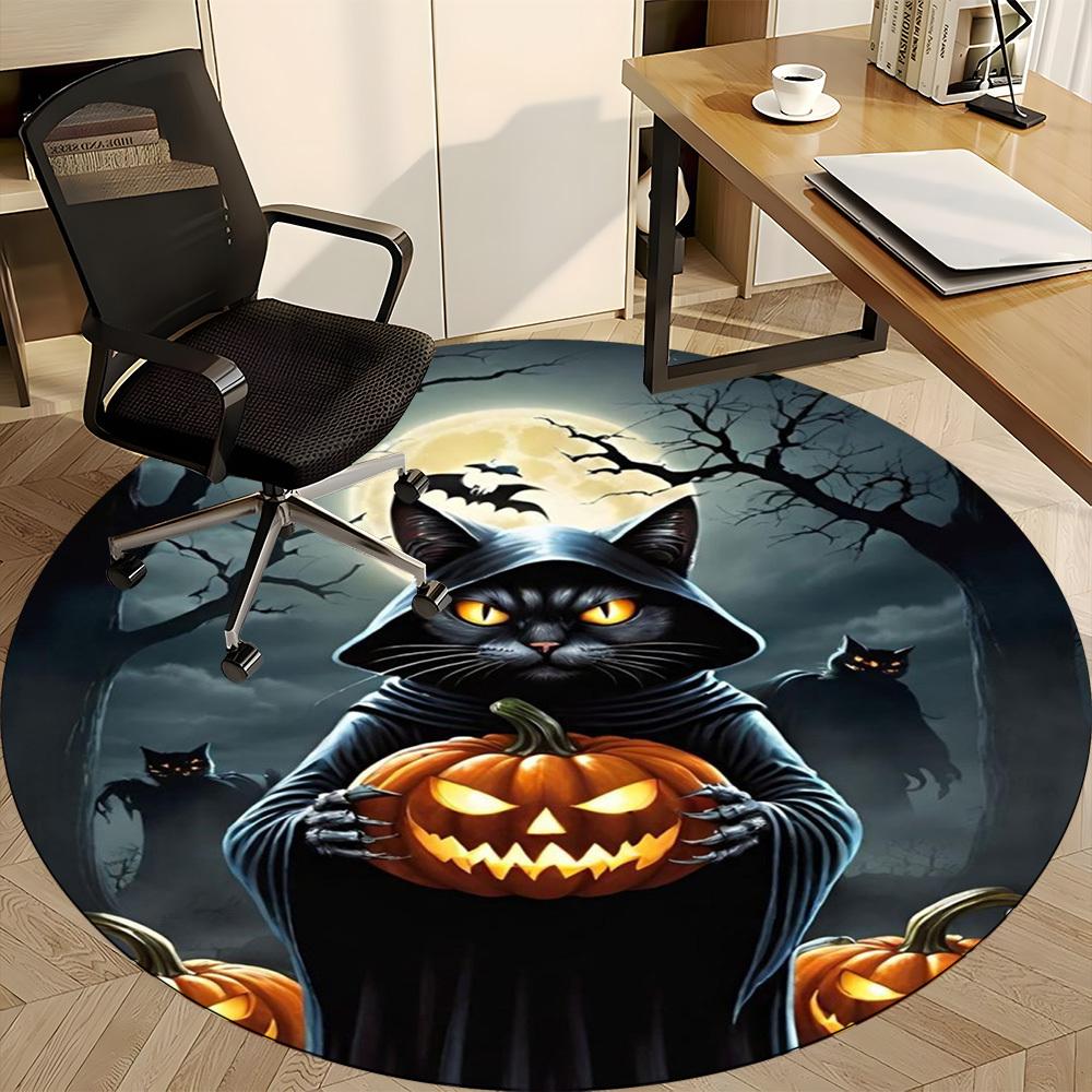 1pc Halloween Cat Chair Carpet for Office Non-Slip,  Machine Washable Rug for Office, Room - Polyester, Machine Made yy251029228