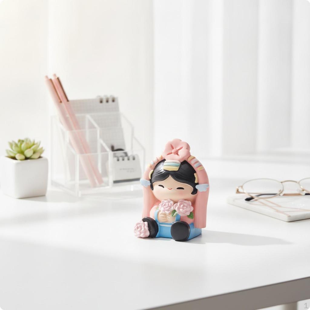 Hui'an Female Woman Figurine Miniature Cartoon Collectible Desk Ornament for Journeyers,