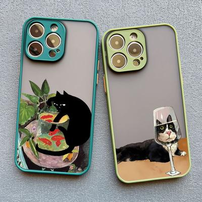 Luxury Scene Lovely Cat Playing Fun Phone Case For iPhone 15 14 13 12 11 Pro Max Mini 15 14 Plus X XR XS Shockproof Back Covers