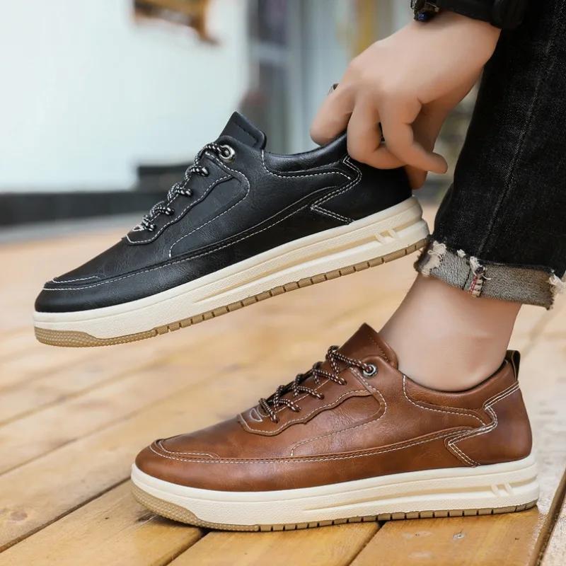 Designer's New Men's Casual Leather Shoes, Fashionable Men's Retro Leather, Casual Outdoor Hiking and Running Sports Shoes