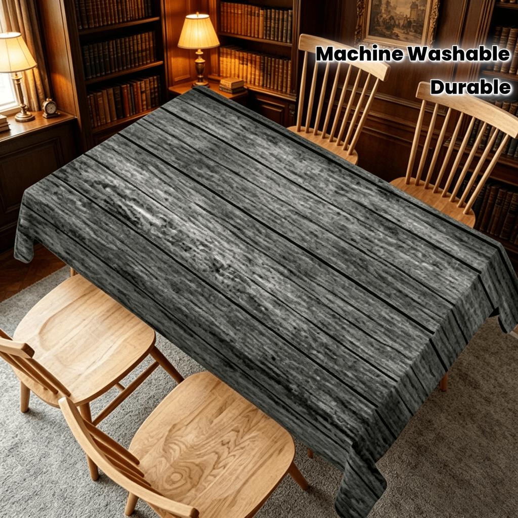2D flat party tablecloth, 1 piece, grey wood-grain printed tablecloth, suitable for both indoor and outdoor usezyc