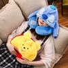 Soft Polyester Fiber Car Neck Pillow Travel Hooded Neck Cushion Cute U-shaped Plush Toy For Adults Yellow Winnie The Pooh Blue Stitch