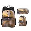 Horse Round Front Bag Backpack Pencil Case Ice Pack 3Pcs Set Animal Horse 3D Printed Large Capacity Student New Item