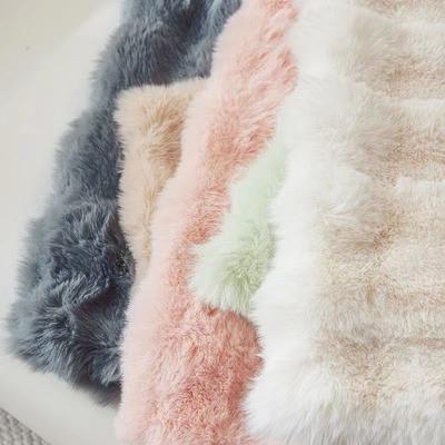 Cream Style Pillow Light Luxury Rabbit Plush Pillowcase Plush Living Room Home Sofa Bedroom Bedside Beige Backrest