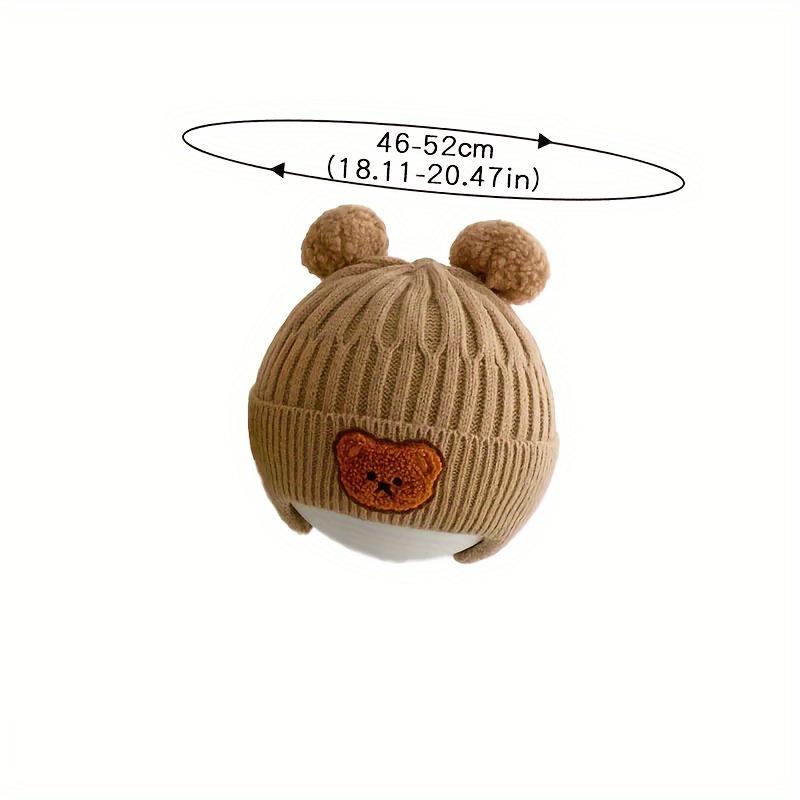 1pc Adorable Cartoon Bear Knit Beanie Ears & Button Eyes - Stretchy 100% Polyester Winter Hat for Toddlers 0-3 Years, Cozy Warm Toddler Boy & Girl Hat