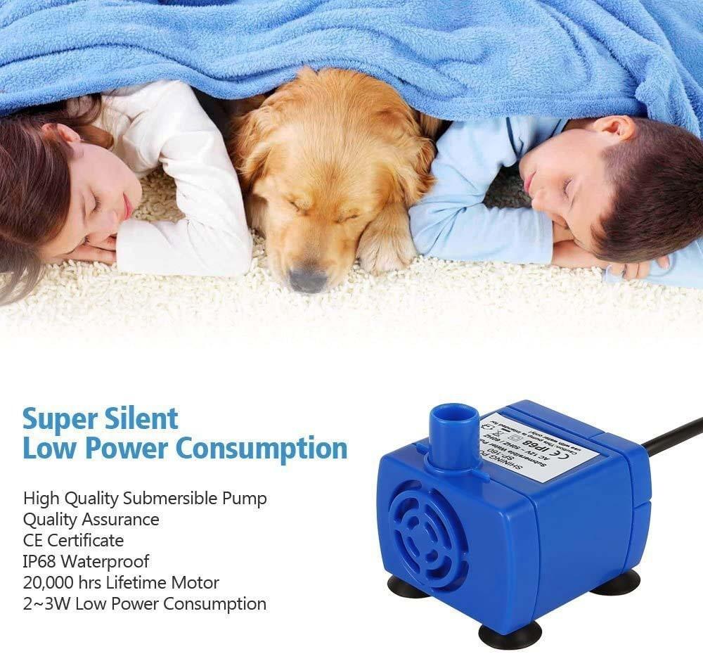 Replacement Pump for Pet Water Fountain, Ultra Quiet Submersible Motor USB Powered Cat Dog Water Dispenser Pump