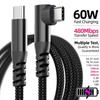 90° USB‑C to USB‑C Cable 1M 2M 3M 10FT,60W PD Fast Charging Data Sync Nylon Braided Type‑C Charging Cord for iPhone 15 15Plus 15Pro Max Android Tablet