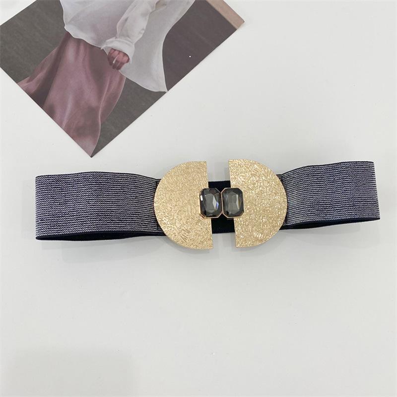 

Mei Exaggerated belt - women s new elastic waist cincher with buckle and vintage black gemstone detail
