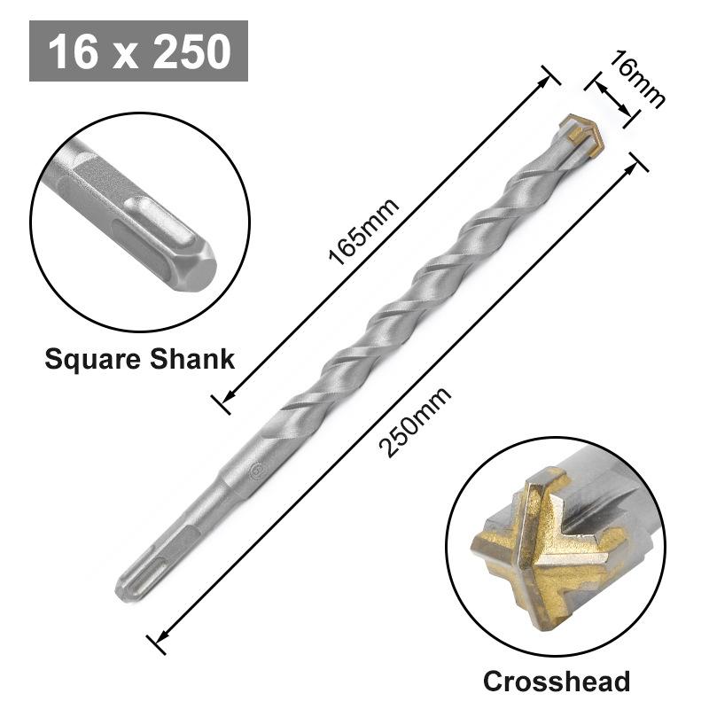 Cross Bit Four-Blade Electric Hammer Bit Carbide Impact Drill Concrete Reinforcement Square Shank Round Shank Five-Pit Shank