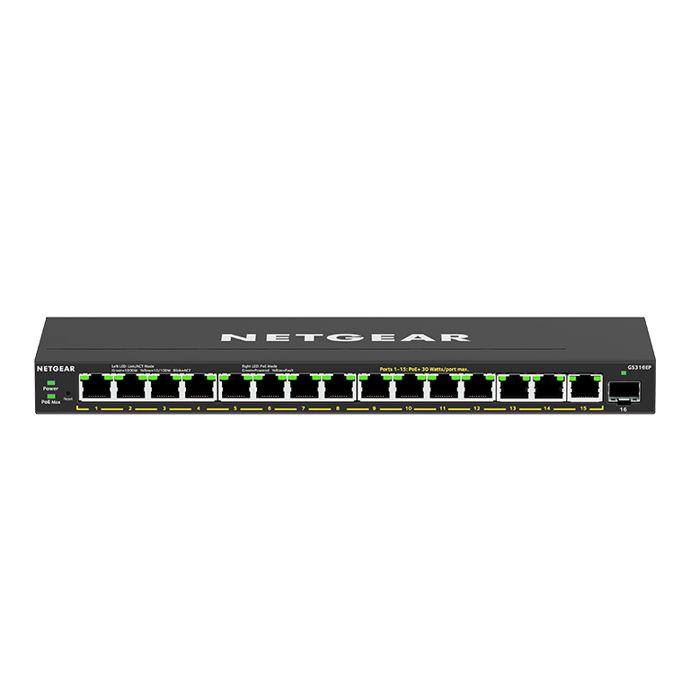 Switch - Netgear - GS316EP - 16 Gigabit Ports - PoE - Managed - 28 Gbit/s