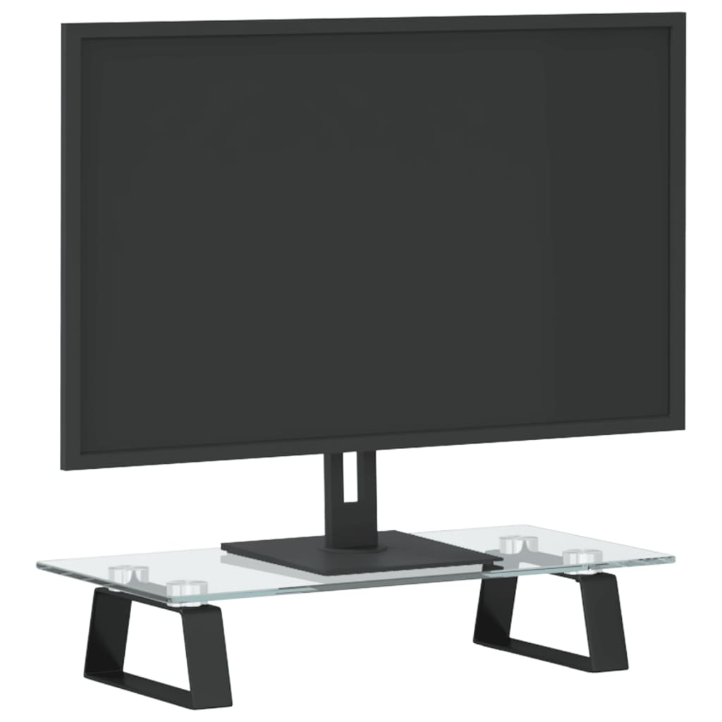 Vidaxl Podstawka Pod Monitor, Czarna, 40X20X8 Cm, Szkło I Metal