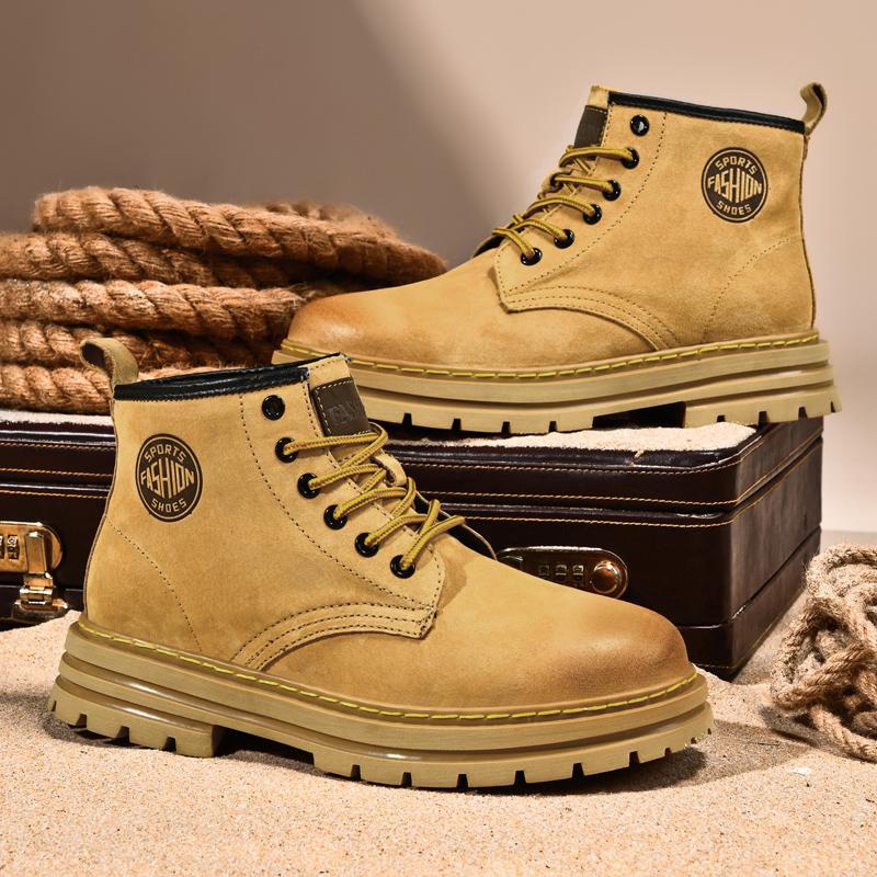 

Модные уличные кожаные мужские ботинки без застежек на платформе, роскошные брендовые мужские зимние плюшевые ботинки для снега, модные универсальные мужские ботинки для мотокросса 39