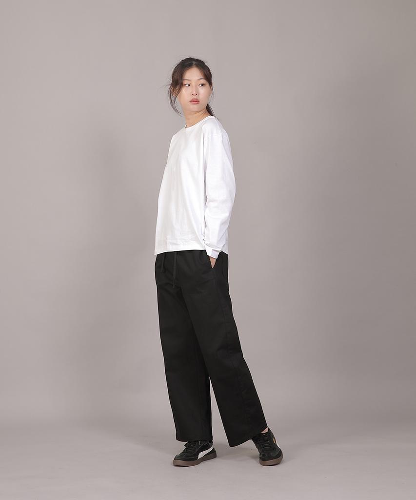 SAINTCREW Pocketless Work Elastic Waist Wide Pants Eww-385 Black