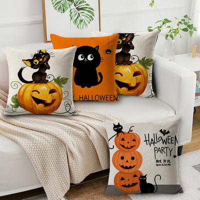 Halloween Kissen, Kürbis und Schwarze Katze Serie Kissenbezüge, Feiertagsdekorations-Kissenbezüge