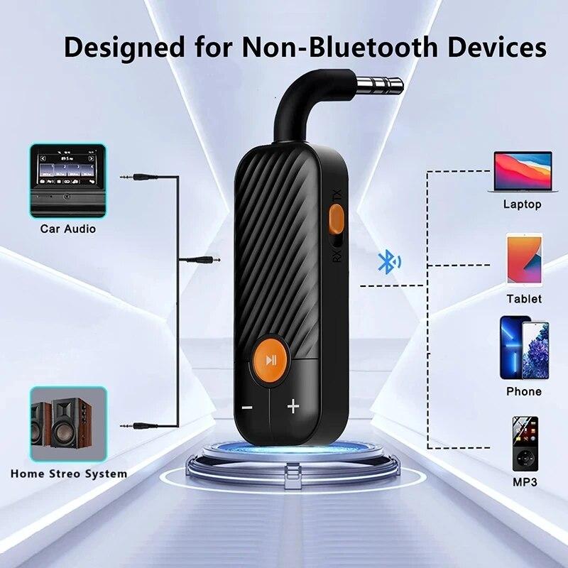 2 In 1 Bluetooth 5.4 Transmitter Receiver Wireless Bluetooth With 3.5mm AUX Audio Adapter Stereo For TV PC Earphone Car Aircraft