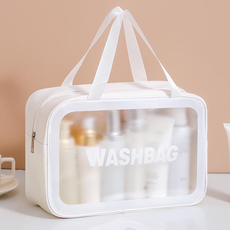 Large Waterproof Frosted Makeup Bag with Wet/Dry Separation, Portable Handheld Design