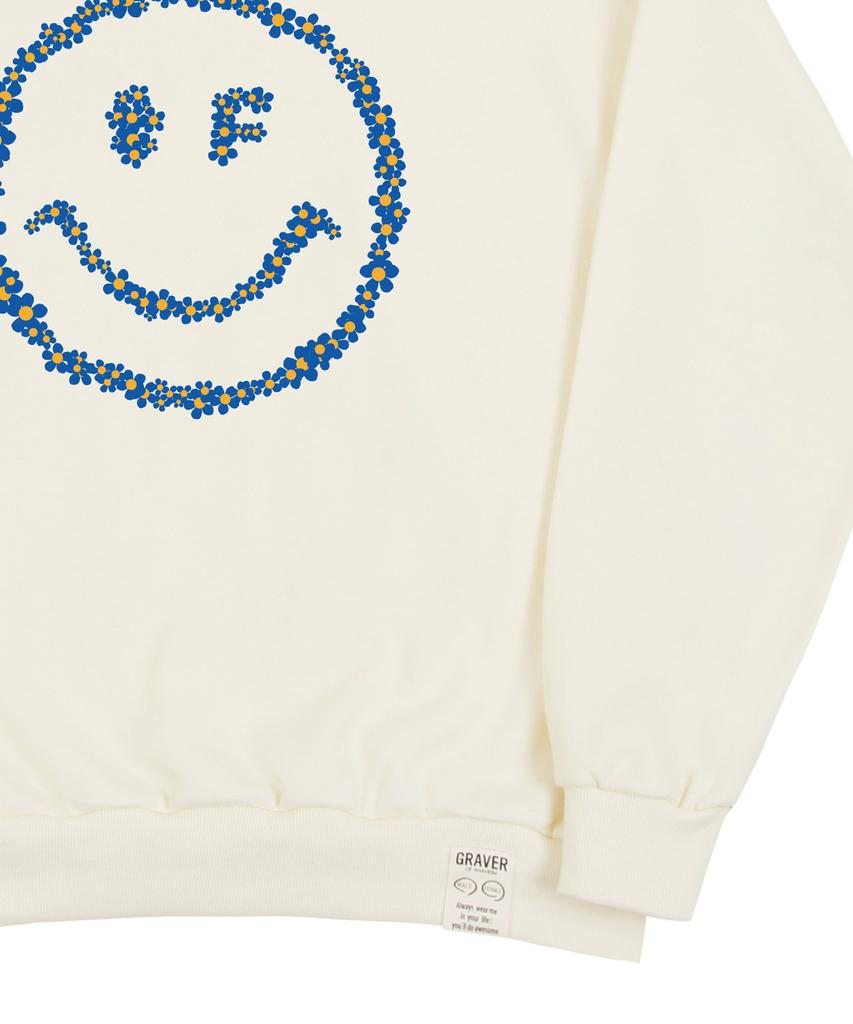 GRAVER [Unisex] Multiflower Dot Smile Sweatshirt_Cream