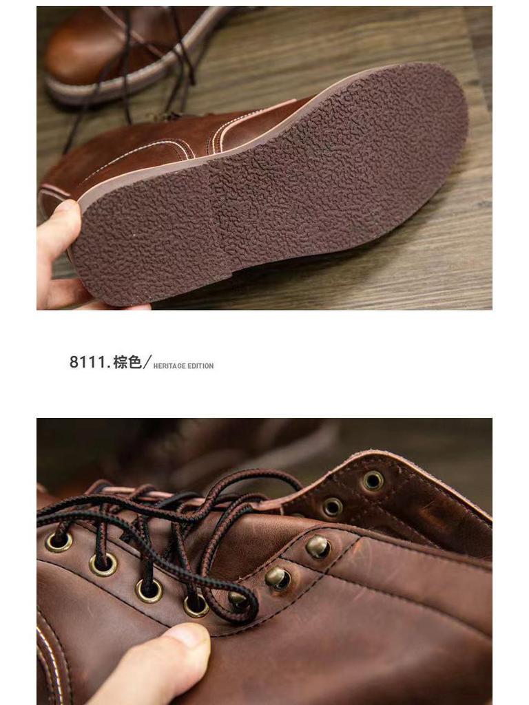 Ami Khaki Martin Crazy Horse Leather Retro Paratrooper Boots for Men & Women