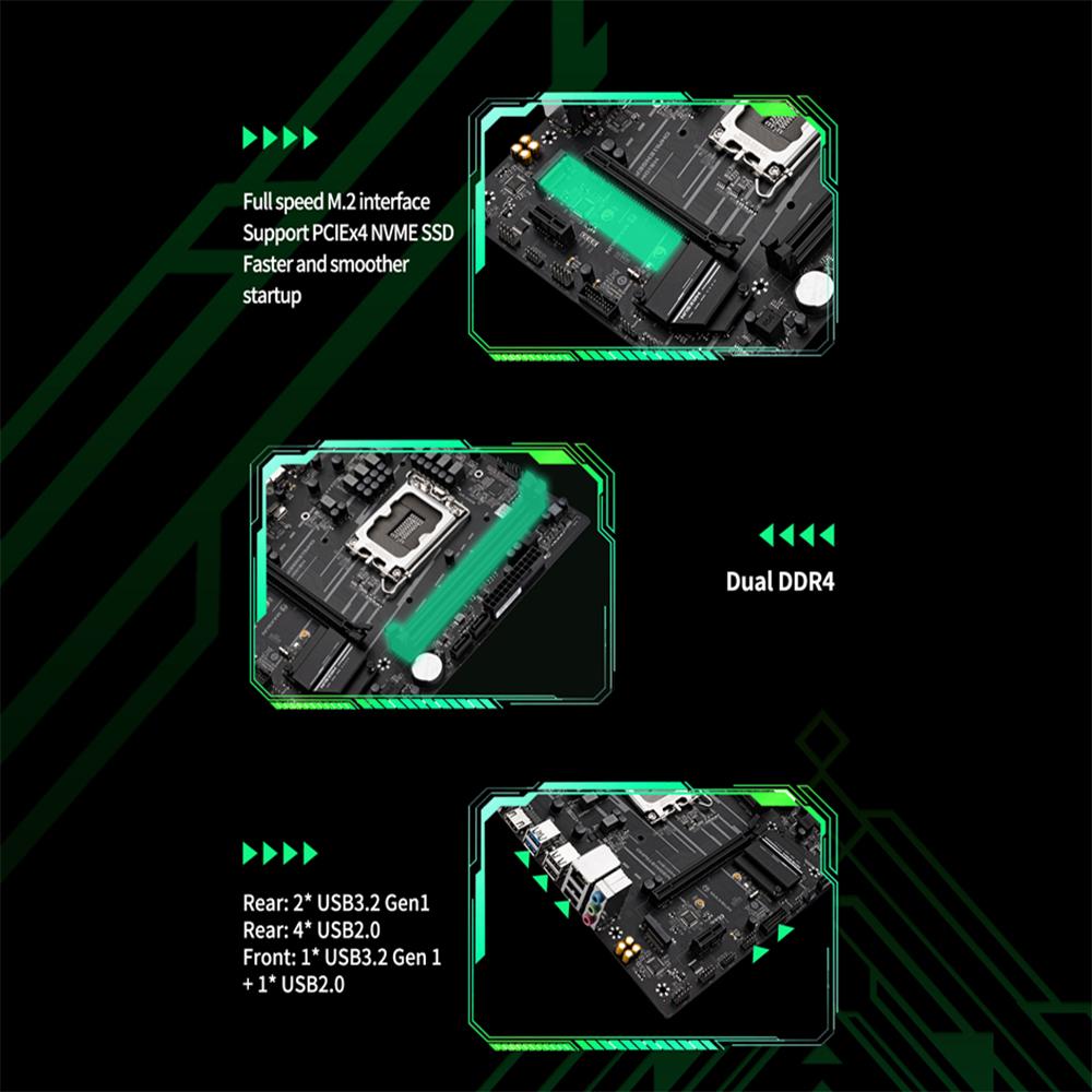 Maxsun Motherboard Challenger H610M SATA 3.0 M.2 Support Intel 12th 12100 12400 Generation Core LGA1700 Dual Channel DDR4