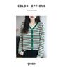 Women's Green Striped Knit Sweater - Autumn/Winter Forest Style