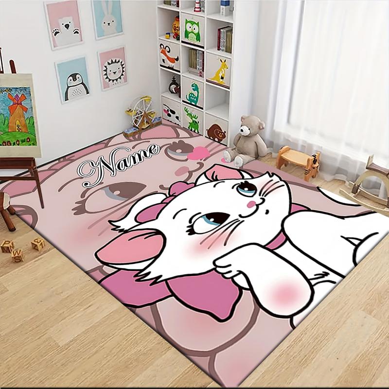 Custom Name Pink Cats Theme Carpet Rug Customizable Soft Washable Anti-Slip Home Living Room Sofa Mats Personalized Rug. 0909415
