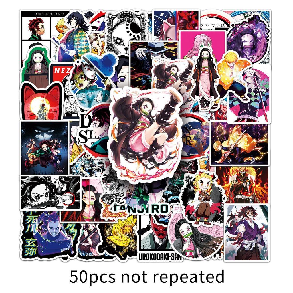 Set of 50 Demon Slayer Anime Stickers for Suitcase, Laptop, Car, Fridge, and Phone Decor.