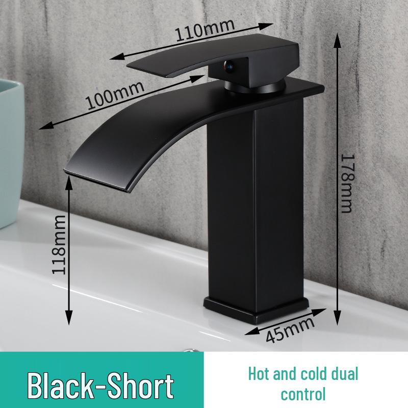

Nordic Black Waterfall Hot & Cold Bathroom Vanity Faucet, Anti-Splash for Countertop Basin