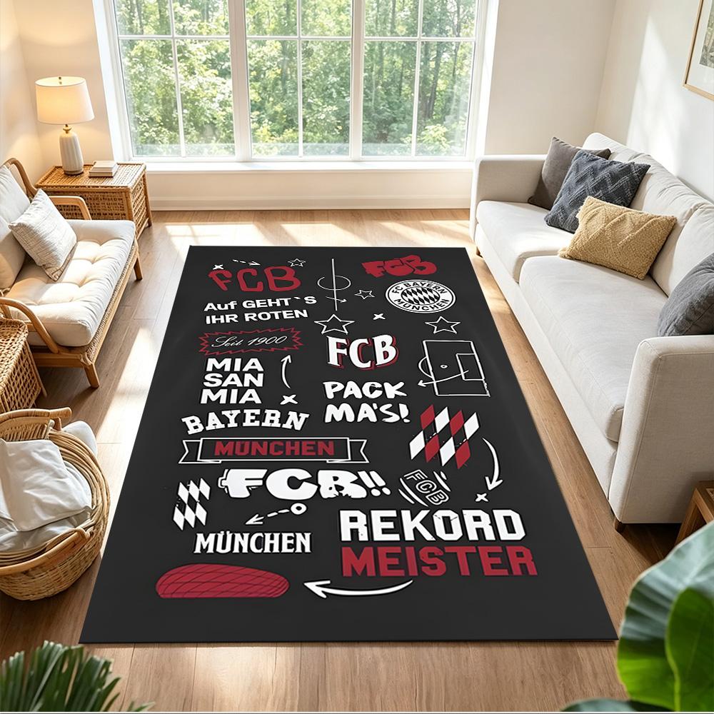 Bayern Munich Football Glory Cleanable Rug Soft Plush Non-slip Bottom Living Room Essential Fashionable Home Decor Housewarming Gift Idea