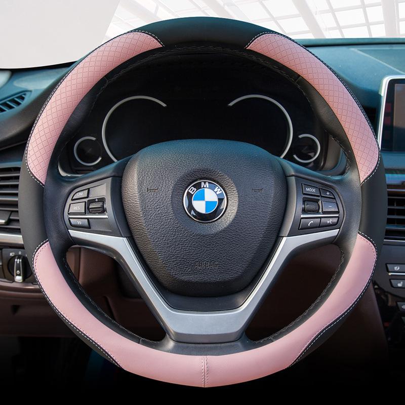 

Кожаная оплетка на руль автомобиля - Всесезонная, Подходит для различных моделей, Тисненый дизайн 38cm