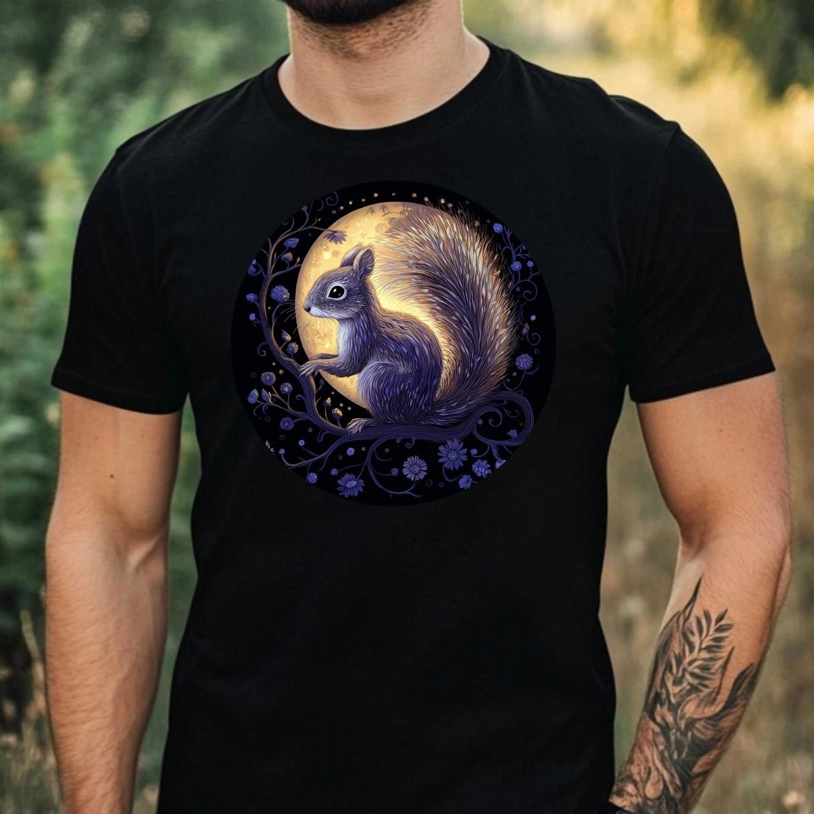 T-Shirt Herren Eichhörnchen im Mondlicht Motiv Baumwolle Größe XS bis 5XL M