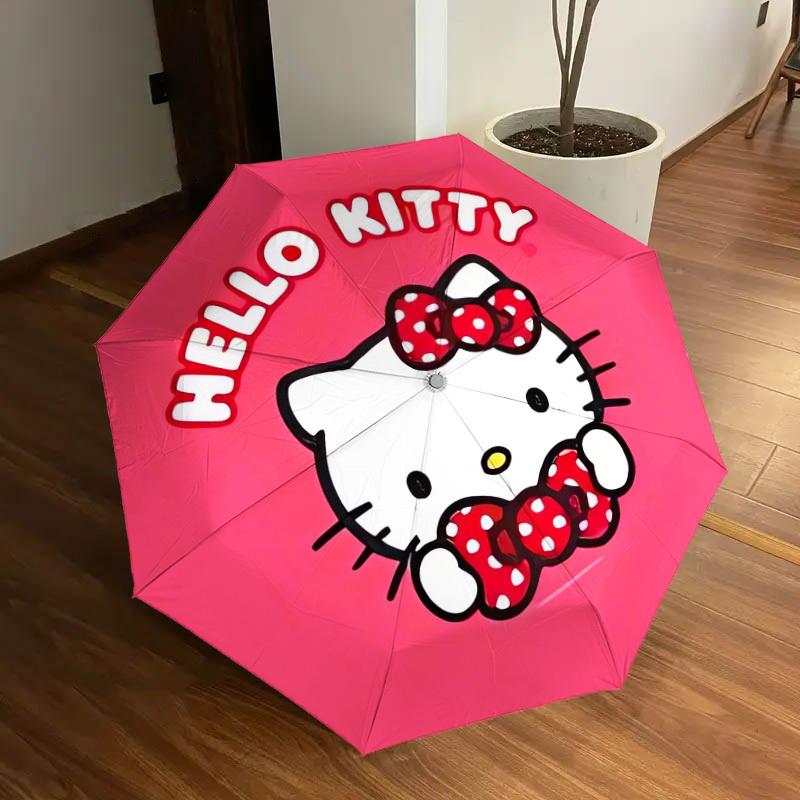 1pc Hello Kitty Red Bow Umbrella with Plastic Handle,Suitable for All Seasons Home Travel Outdoor UmbrellaSanlio572