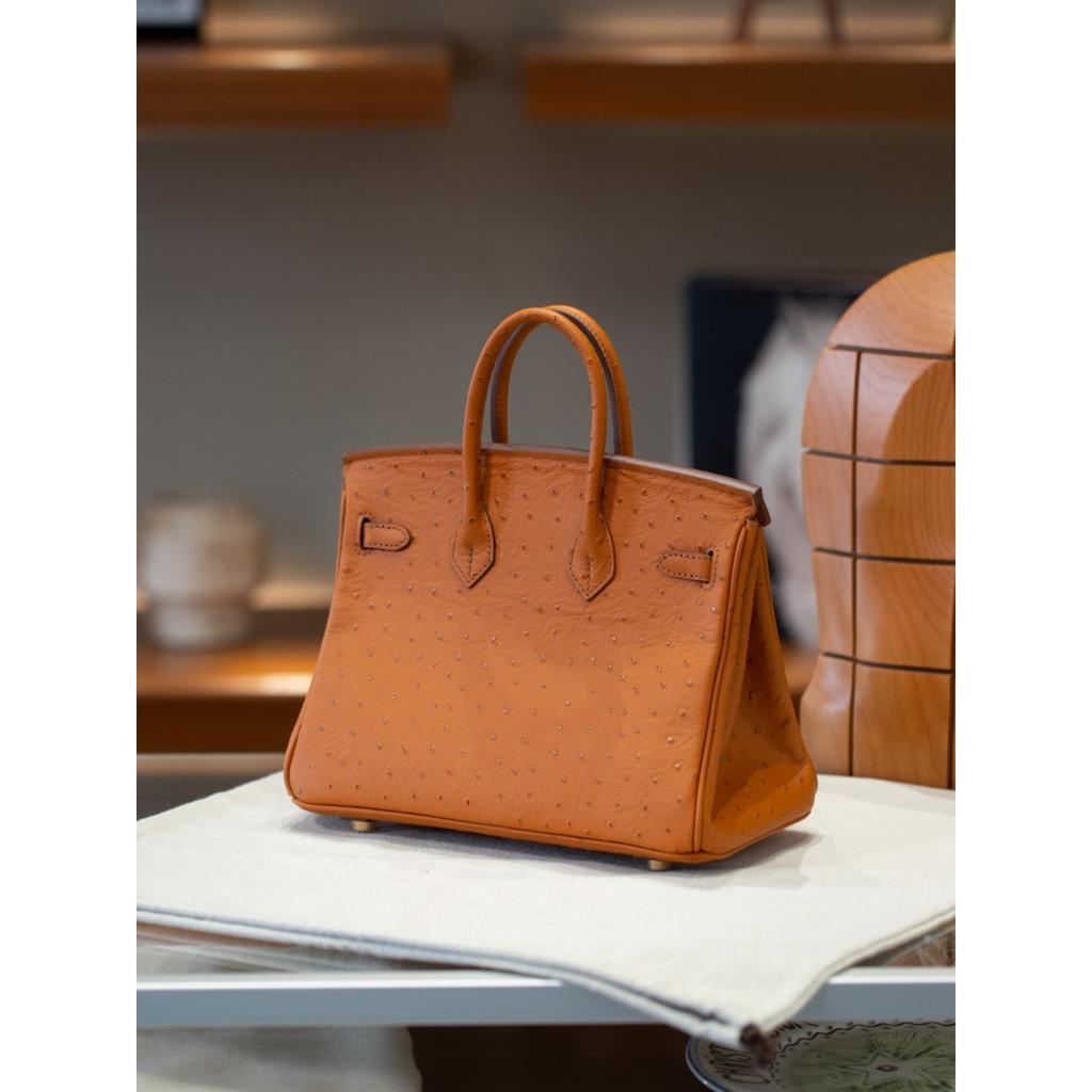 Spot First-layer Cowhide Platinum Bag 25/30 Ostrich Pattern Leather Fashionable Large-capacity Women's Handbag