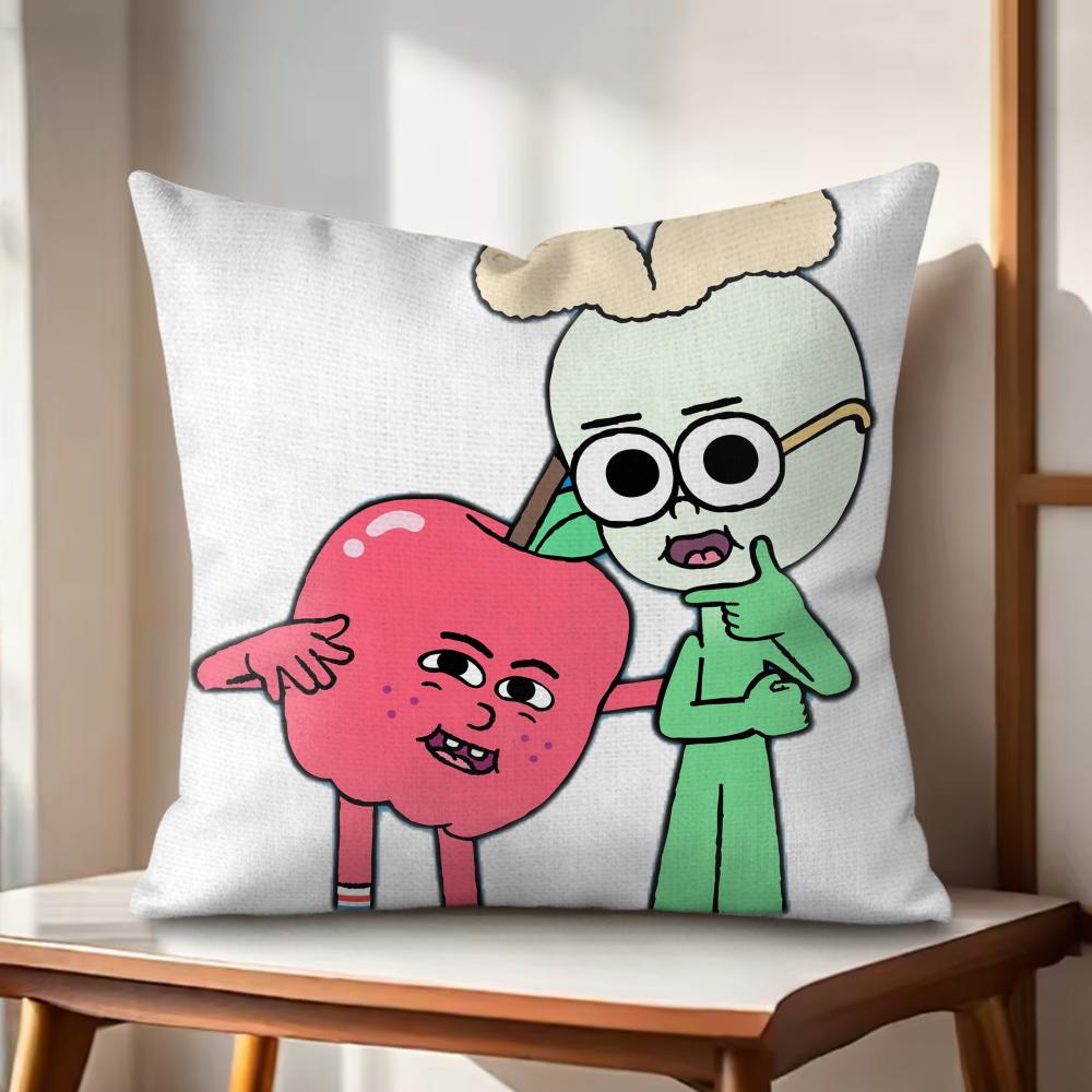 Anime Food AAppleSOnionS Cushion Cover Natural Linen Organic Fabric DoubleSided Printing Couch Pillow Covers Home Decor