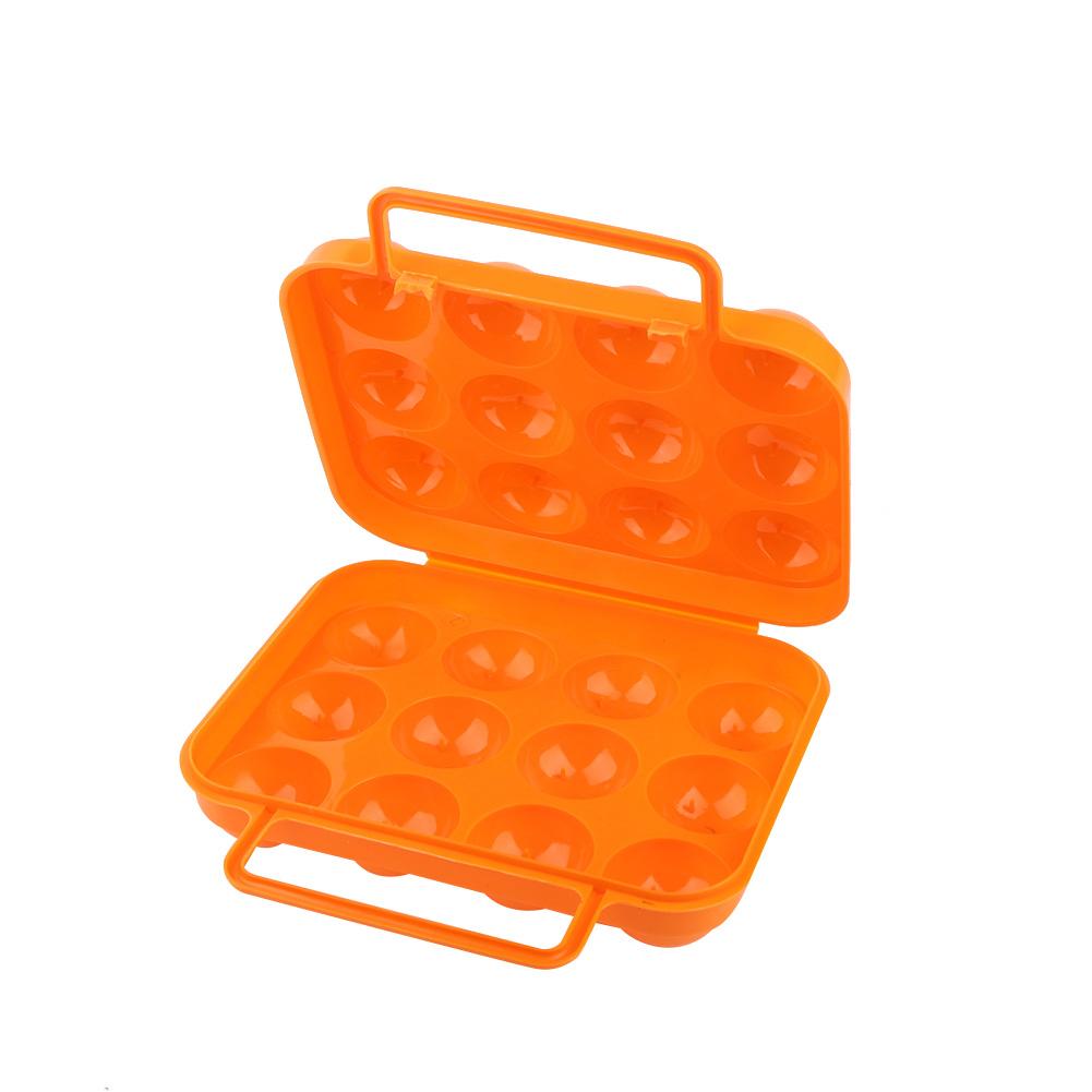 Double Side Plastic Egg Tray Storage Box Case Holder Container  with Handle for 12 Eggs(orange)