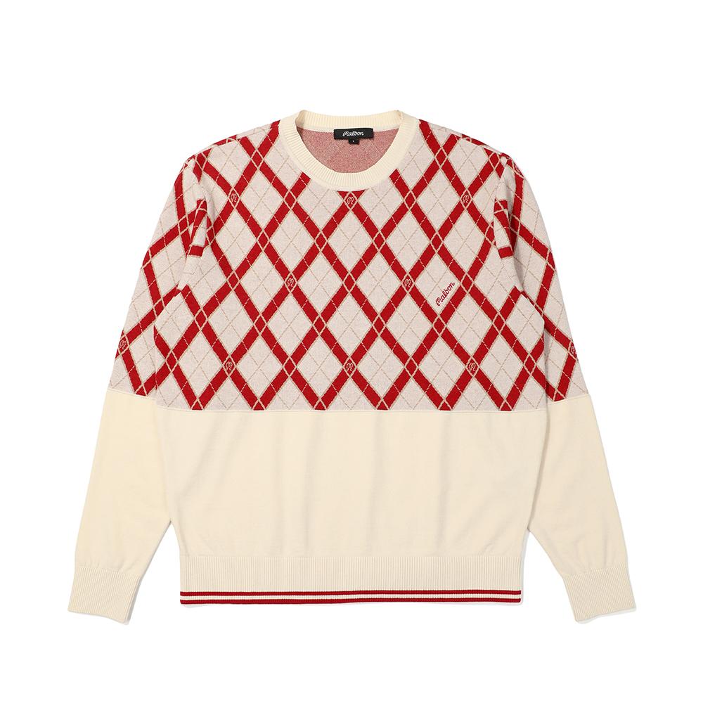 MALBON GOLF Classic Pattern Pullover Sweater Cream (Man)