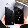 Elegant letter 'S M R' For Redmi Note 14 Pro+ 13 Pro 8 9 9S 12S 10 Pro 11 12 13C 14C A3 12 13 K60 Ultra Black Glass Phone Case