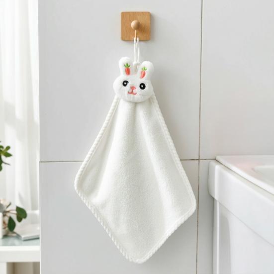 Hand Towel with Lanyard Design, Cartoon Fruit Animal Decor Bathroom Hanging Towel, Soft Thickened Fabric Hand Towel for Kitchen