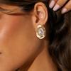 Personality Geometric Inlaid White Acrylic Gemstone Oval Stud Earrings for Women Versatile Irregular Earring Fashion Jewelry