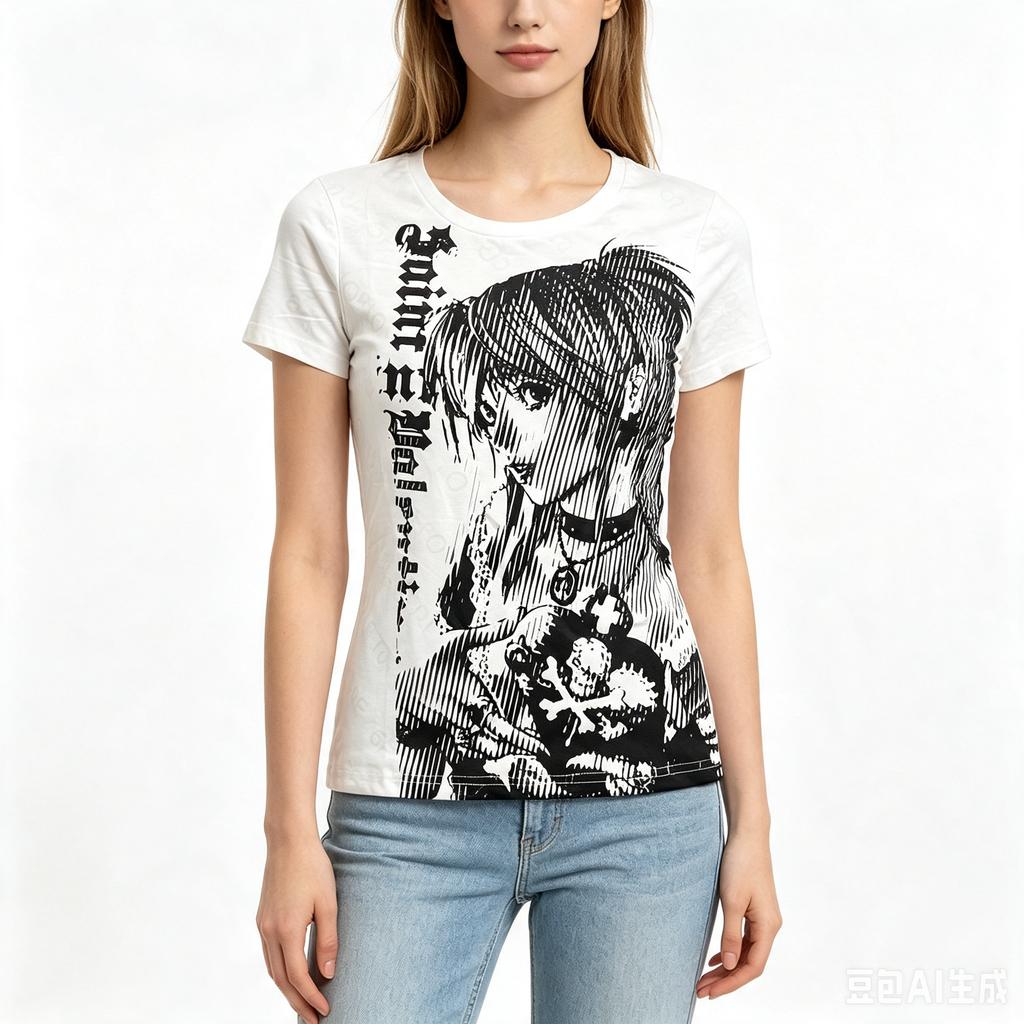 Ropa De Mujer Y2k Anime Streetwear O-neck Text Print Tops Women Harajuku Clothes Vintage Crop Tee Aesthetic Casual T-shirt