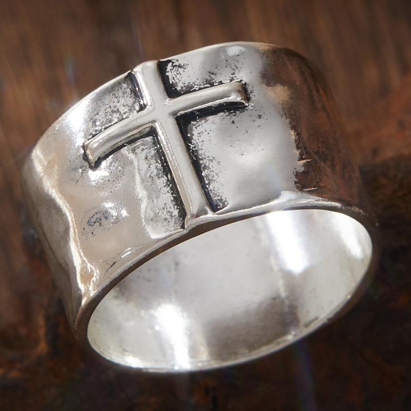 [Punk Cross Wide Face Ring] 1pc Punk Style Cross Wide Face Ring - Holiday & Special Event Jewelry Gift for Teenagers 6